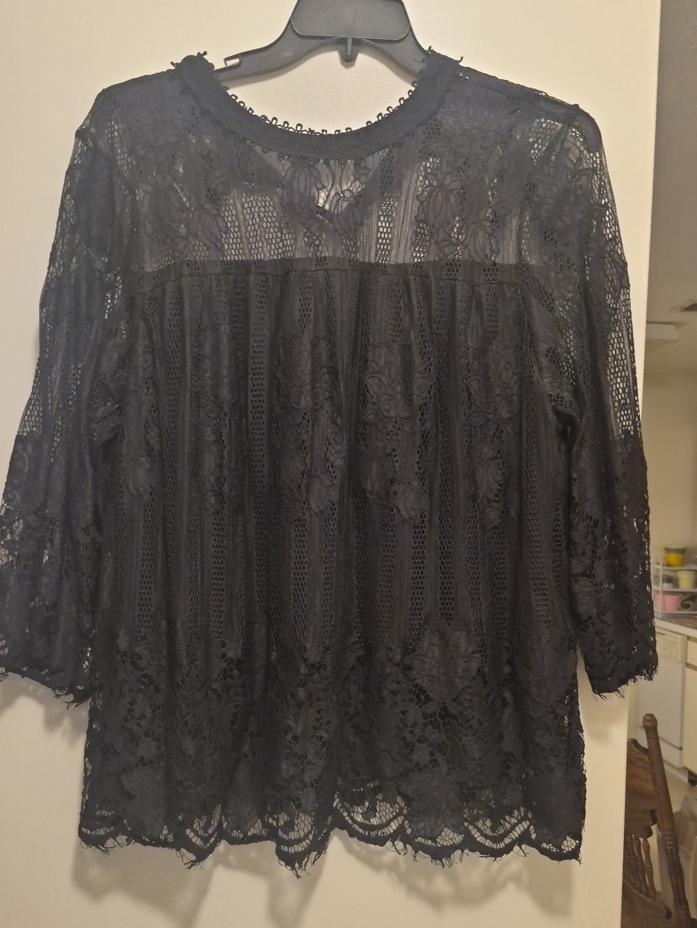 Chance or Fate Black Lace Peasant Blouse - Sheer Floral Overlay